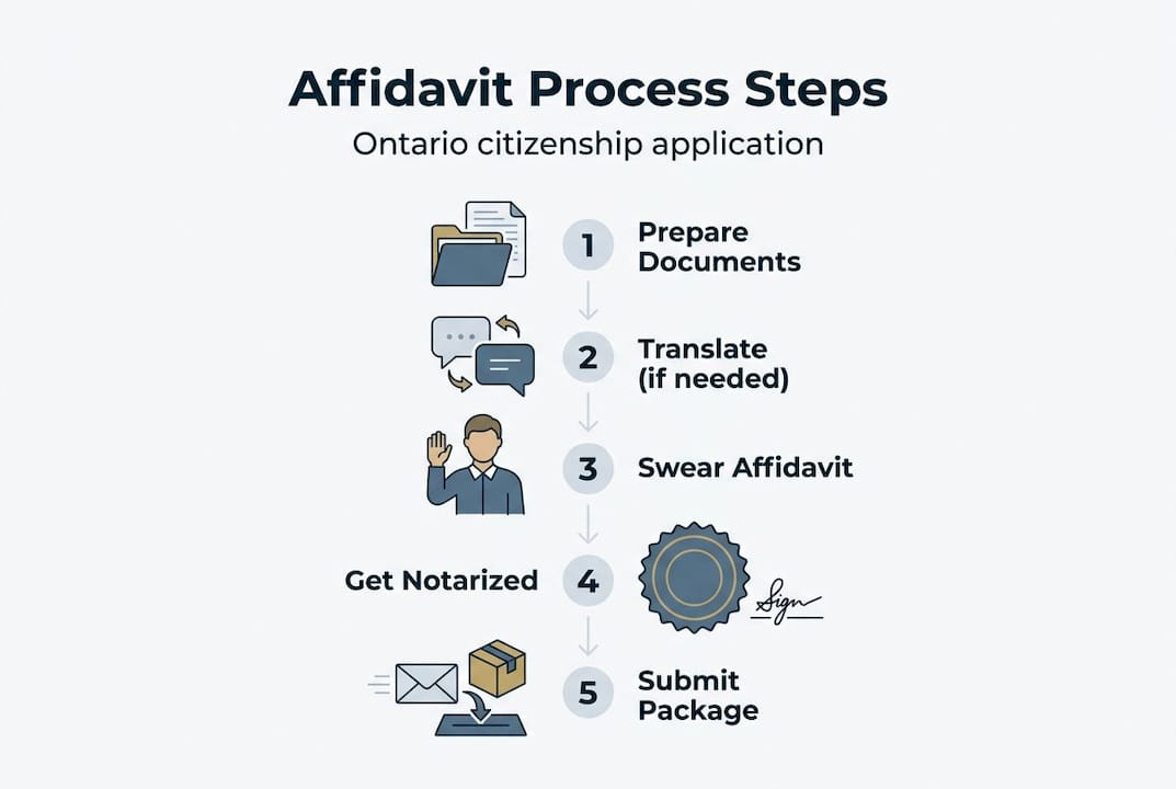 Infographic showing affidavit steps for citizenship