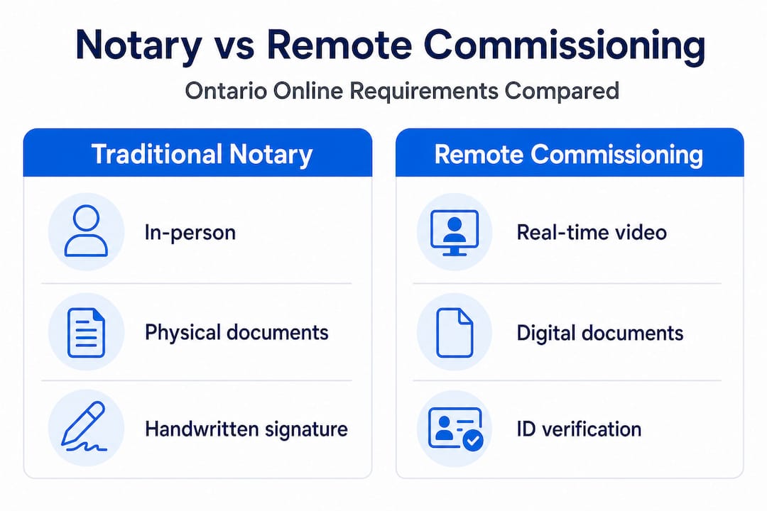 Comparison infographic notary vs remote commissioning