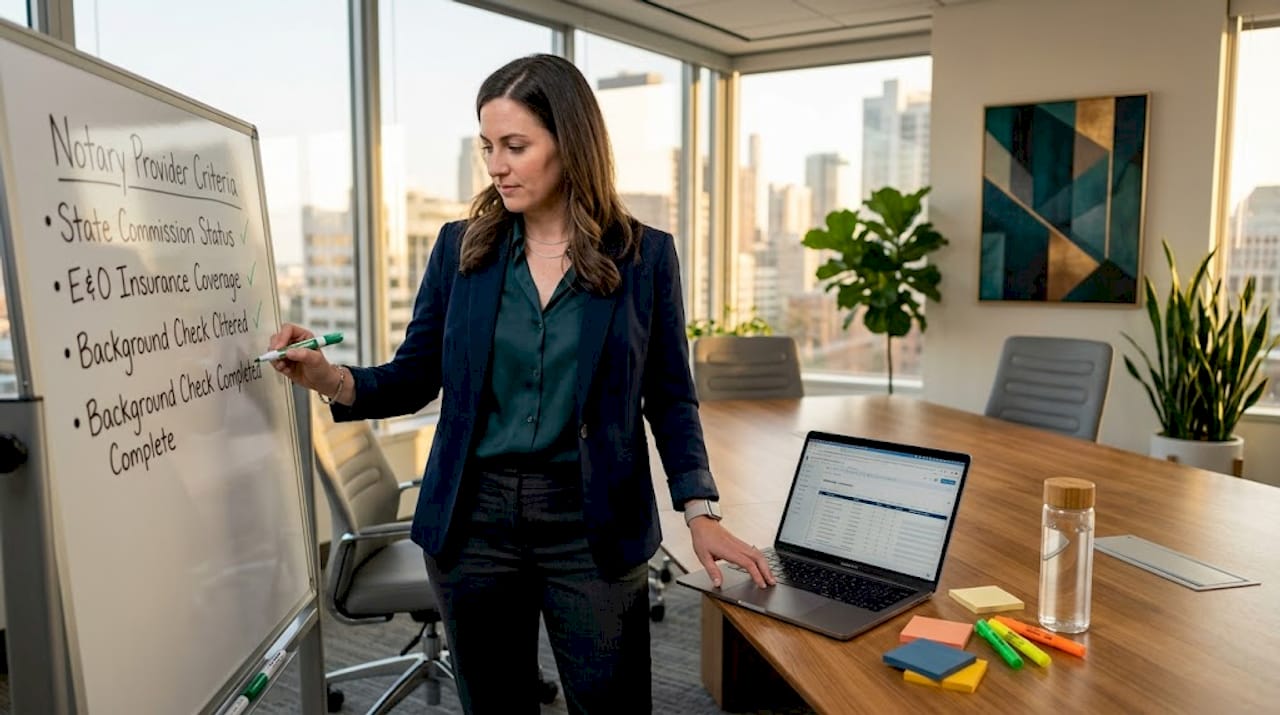 Manager checks digital notary provider criteria