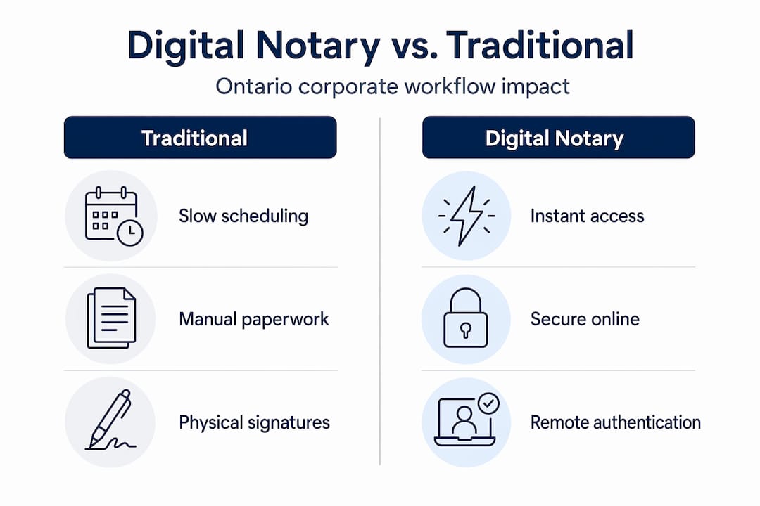 Infographic comparing digital vs. traditional notarization