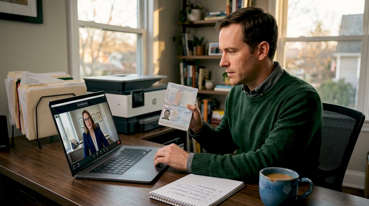 Ontario resident verifying identity by webcam
