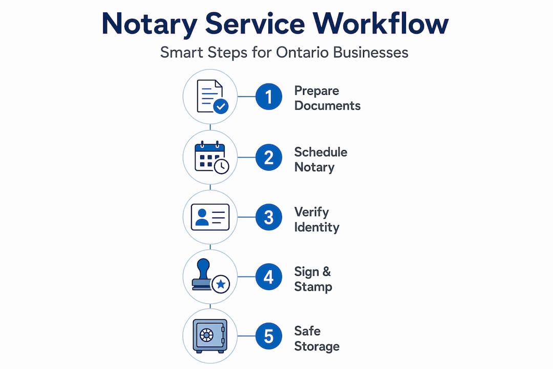 Workflow infographic for Ontario notary services