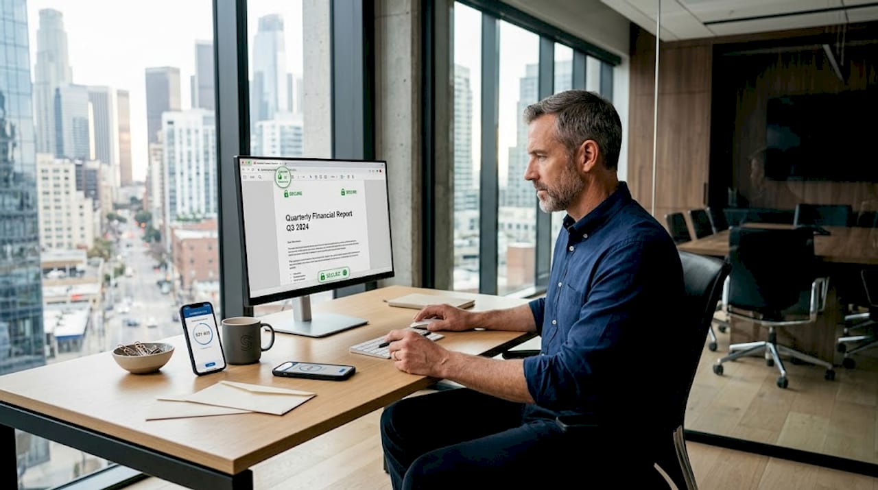 Man reviewing secure digital notary document