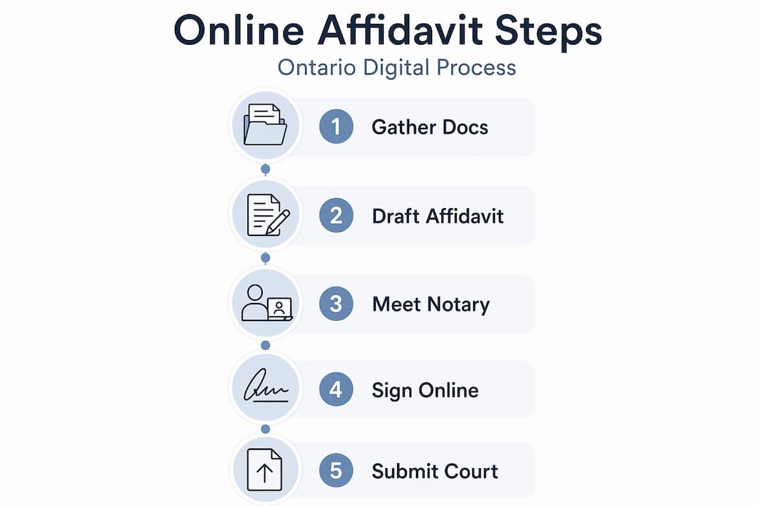 Infographic outlining the online affidavit process steps