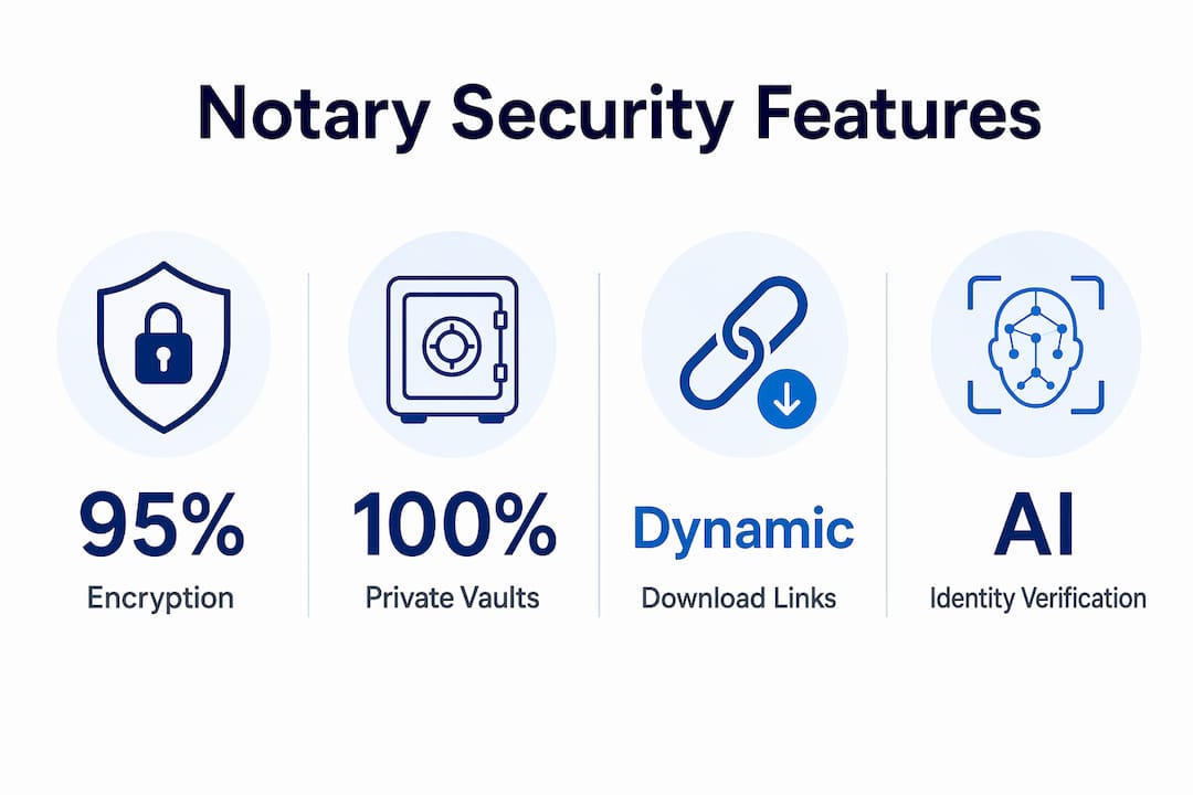 Infographic showing key security features in digital notarization