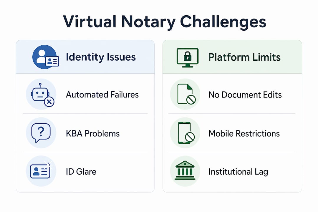 Infographic contrasting identity and platform challenges