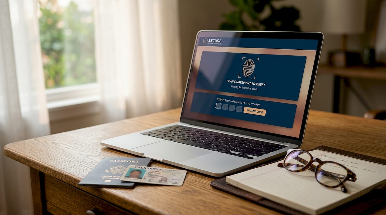 Laptop showing identity verification for online notarization