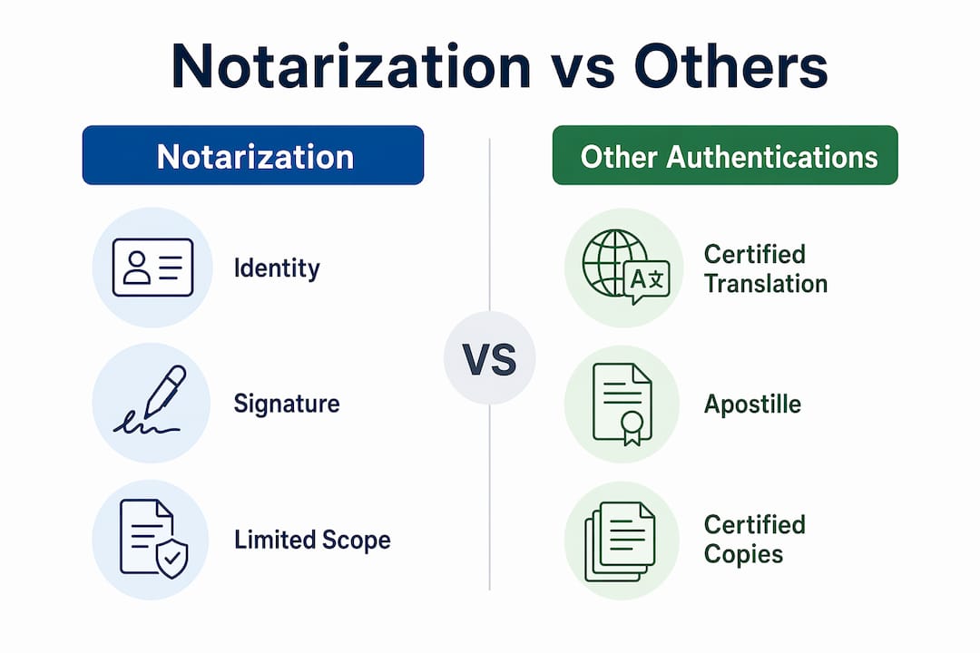 Infographic comparing notarization with other document authentications