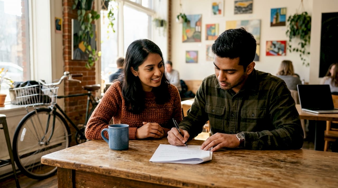 Buyer signing real estate documents at home
