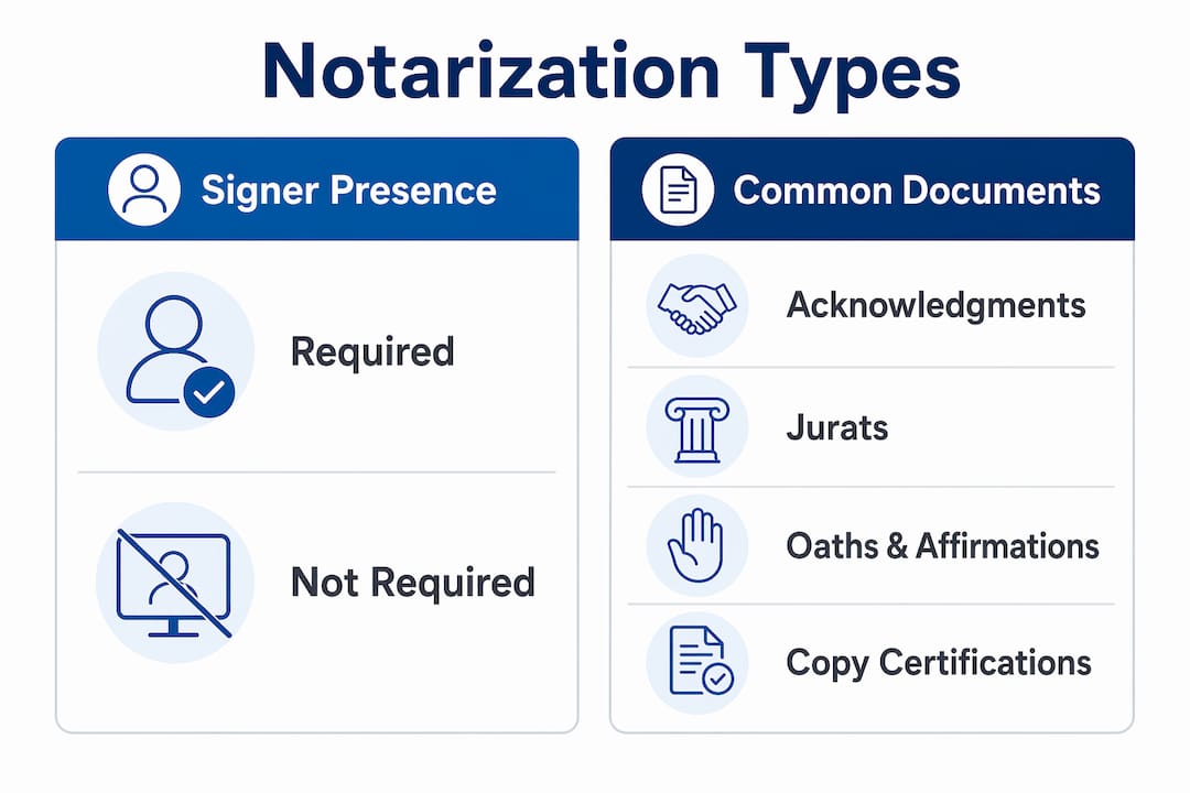 Infographic comparing notarization types