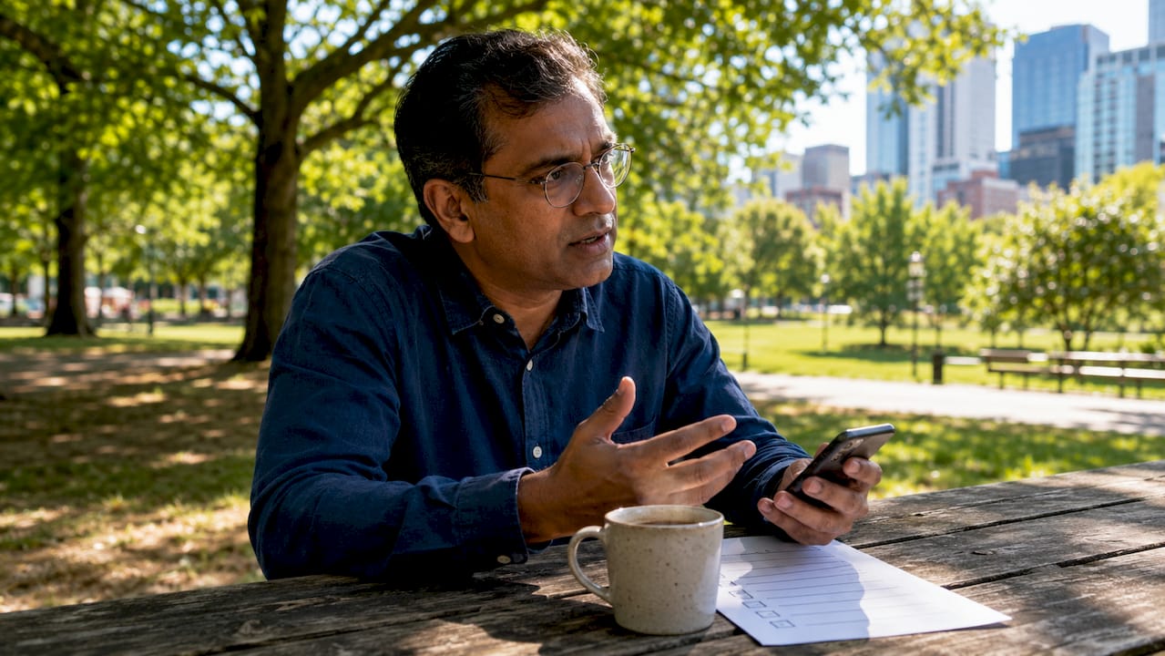 Man using technology for virtual notarization