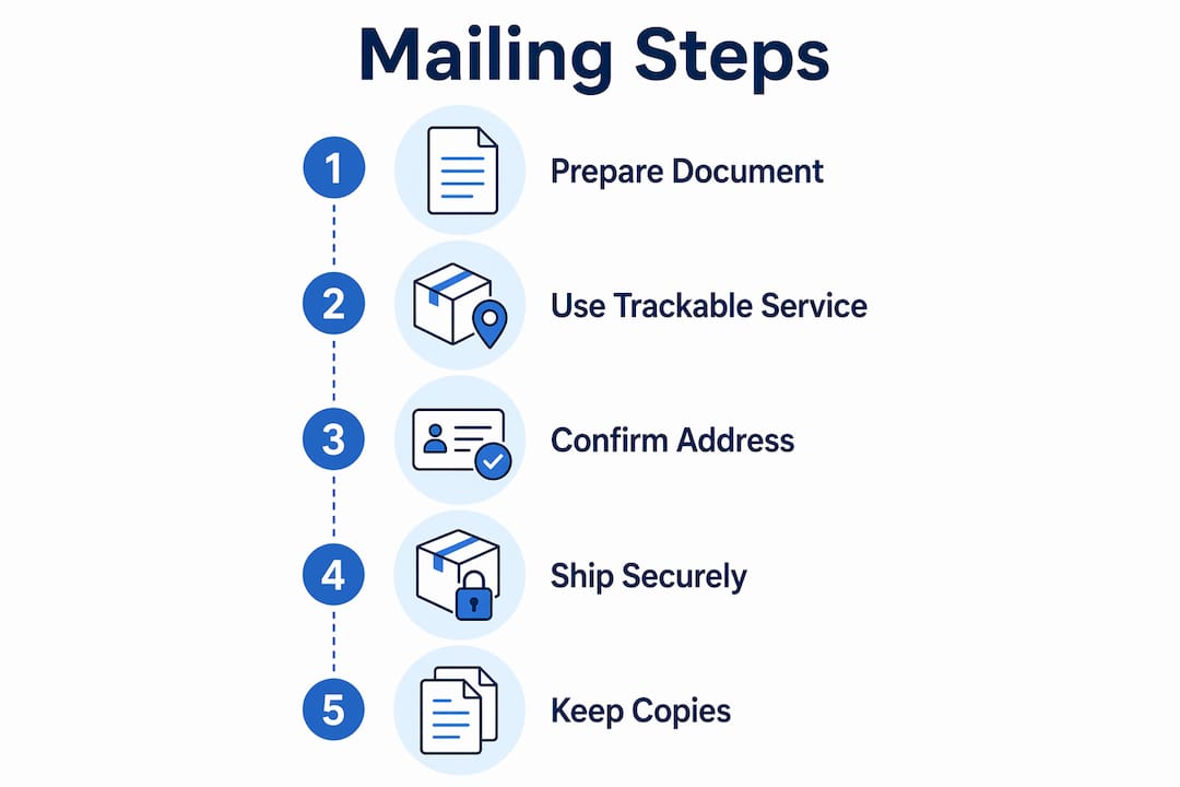 Infographic showing mailing notarized document steps