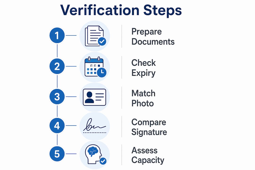 Infographic outlining notary ID verification steps