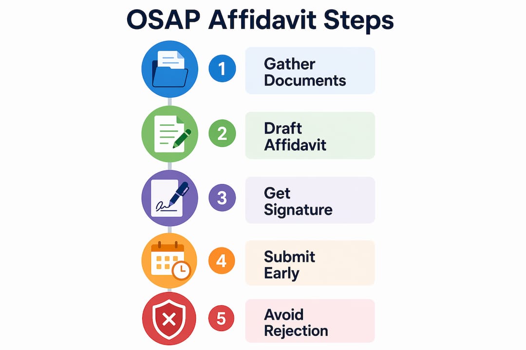 Infographic showing OSAP affidavit preparation steps