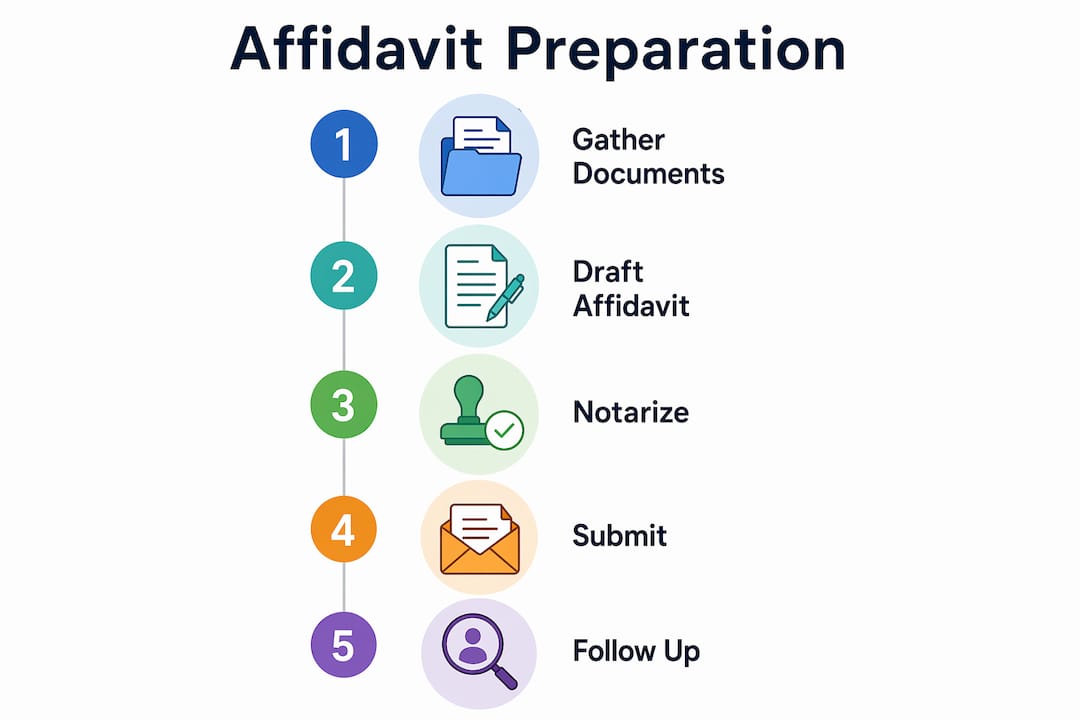 Infographic showing affidavit preparation steps in Ontario