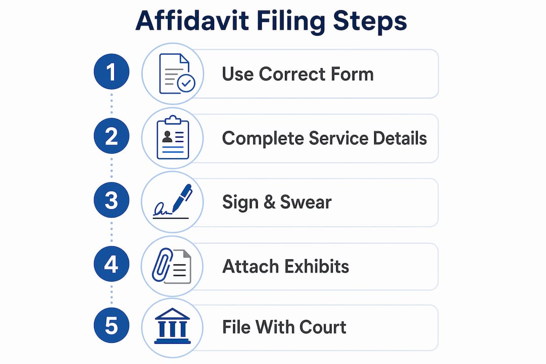 Infographic showing affidavit of service filing steps