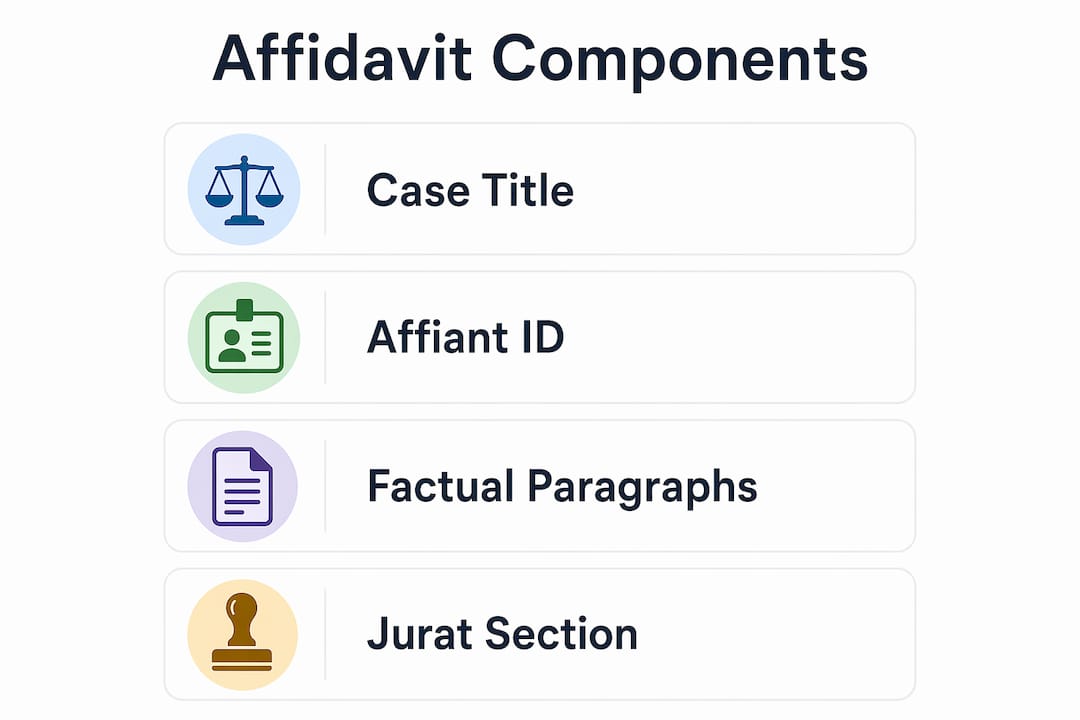 Infographic illustrating four core affidavit components