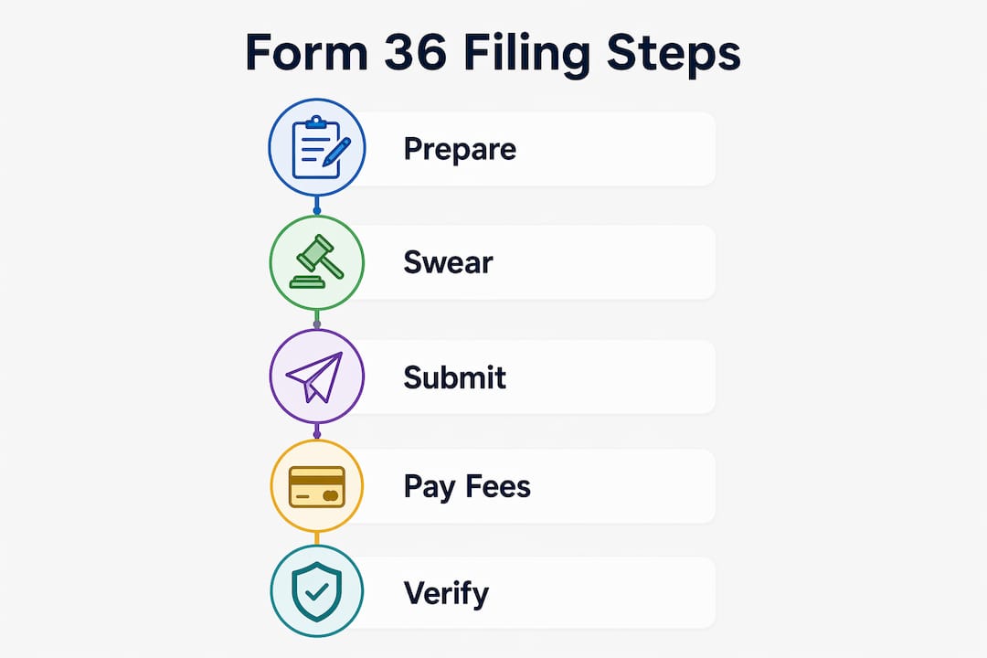 Infographic showing steps to file Form 36