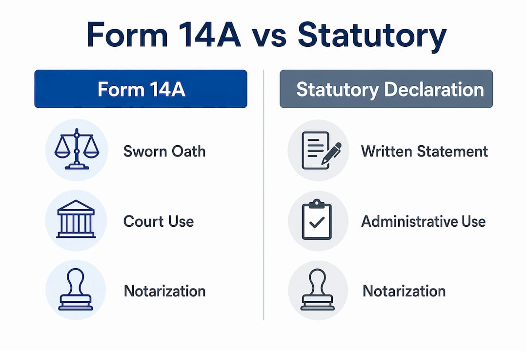 Infographic comparing Form 14A and statutory declarations