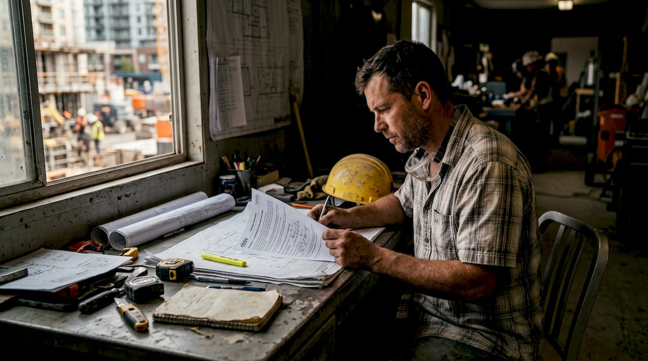 Subcontractor reviewing statutory declaration form