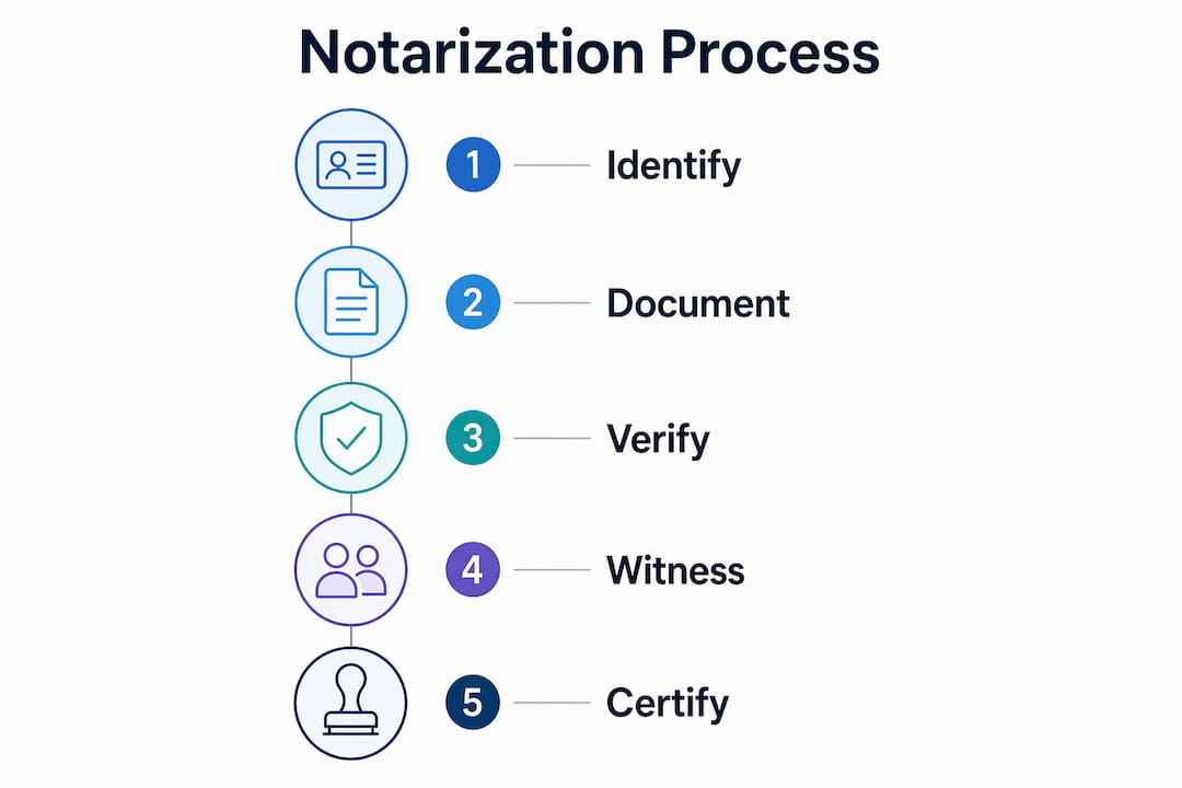 Infographic outlining notarization steps in Ontario