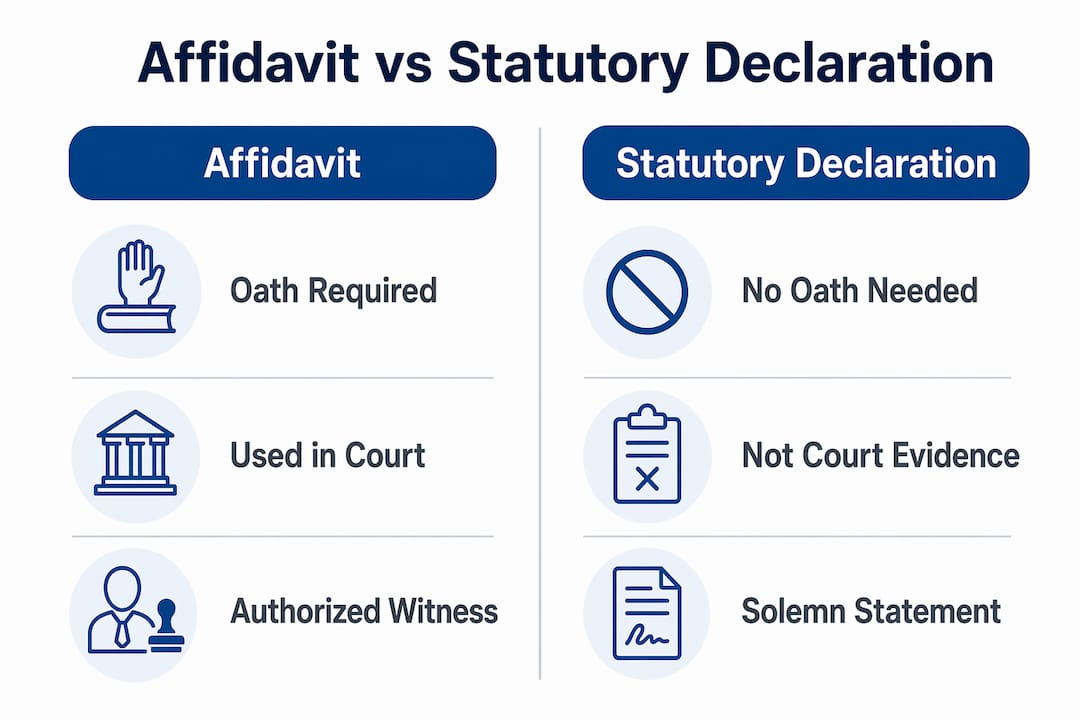 Infographic comparing affidavit and statutory declaration