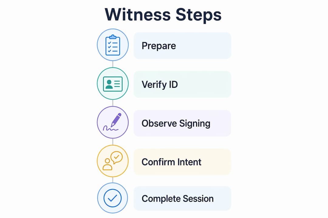 Infographic of online notary witness step-by-step process