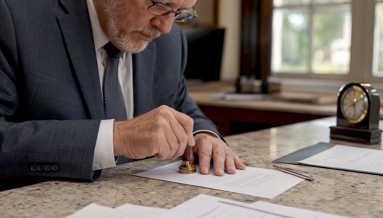 Notary public stamping affidavit document