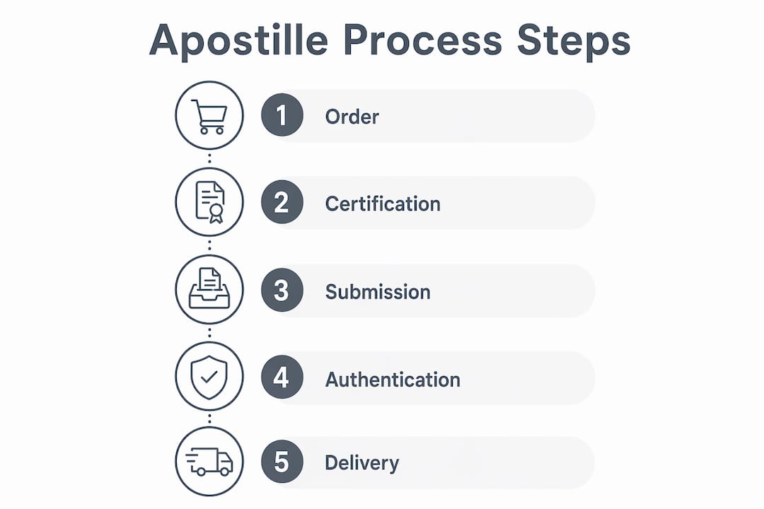 Infographic illustrating step-by-step apostille process