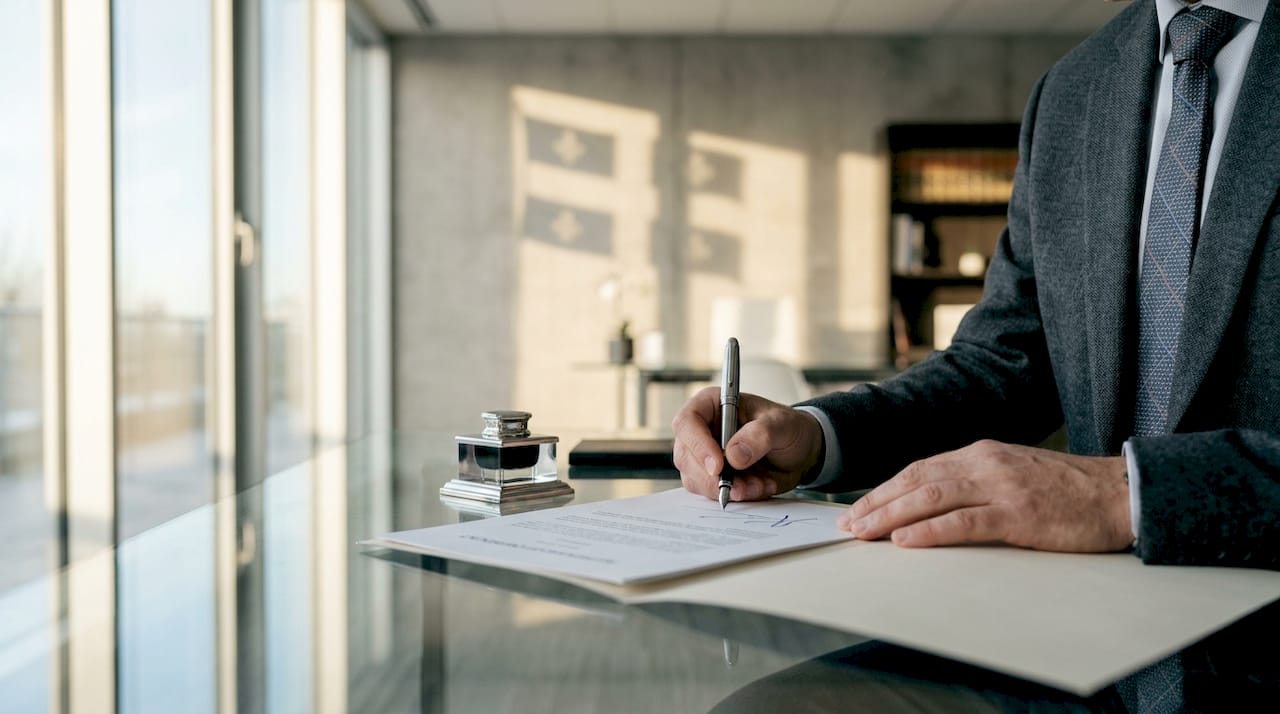 Notary authenticating Quebec document signature