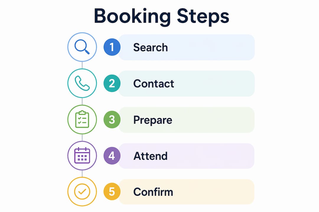 Infographic showing steps to book a notary in Ontario