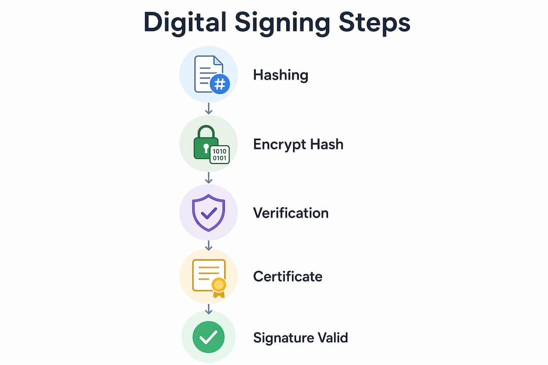 Infographic showing digital signing process steps