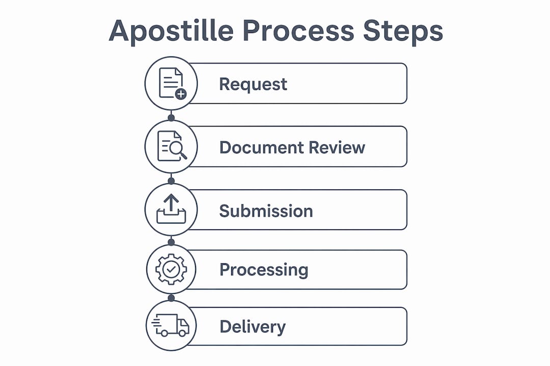 Infographic illustrating the apostille process steps