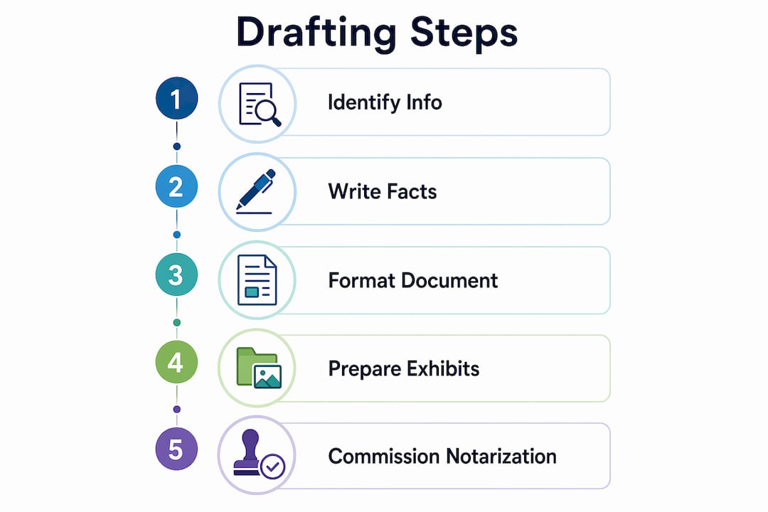 Infographic showing property affidavit drafting steps