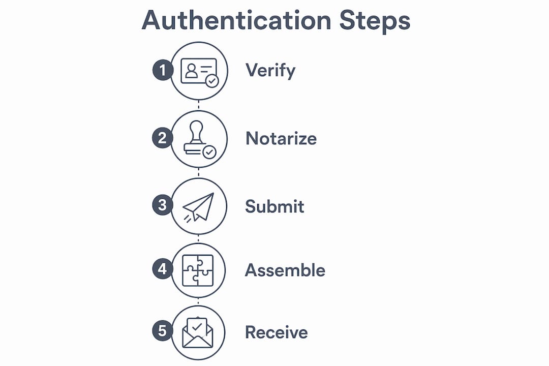 Infographic showing document authentication steps