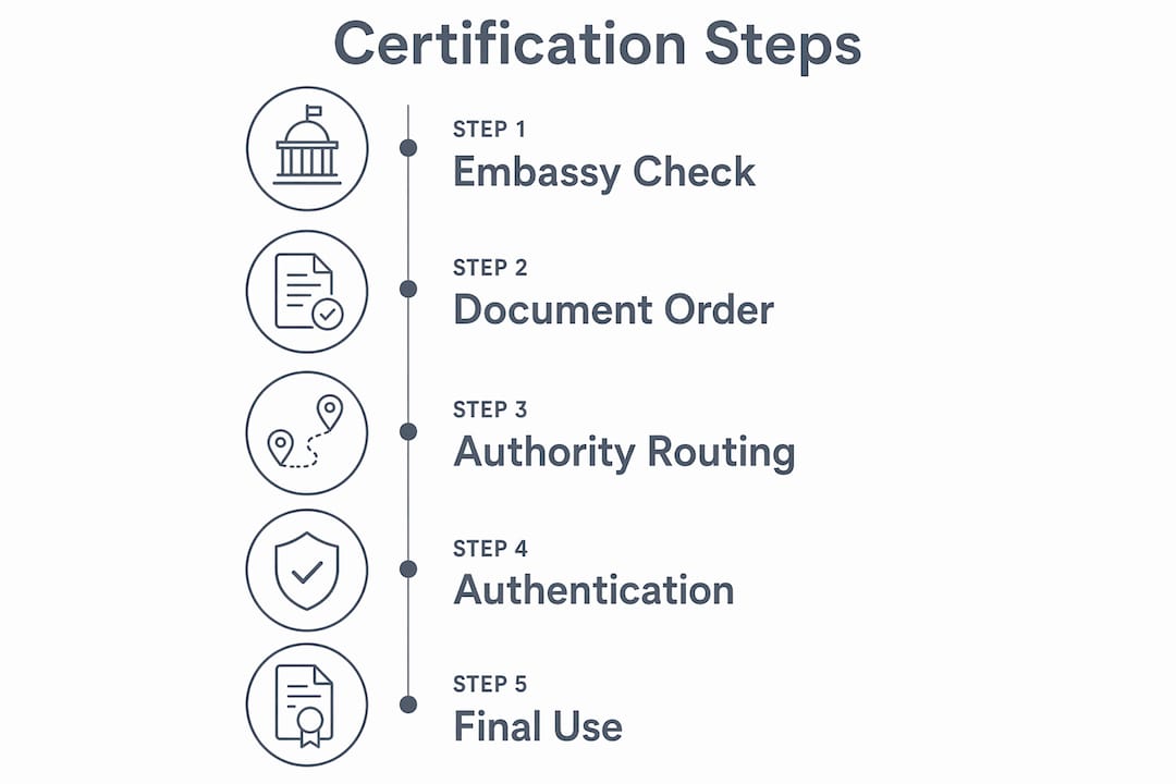 Infographic illustrating certification process steps