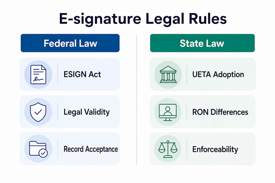 Infographic comparing federal and state e-signature laws