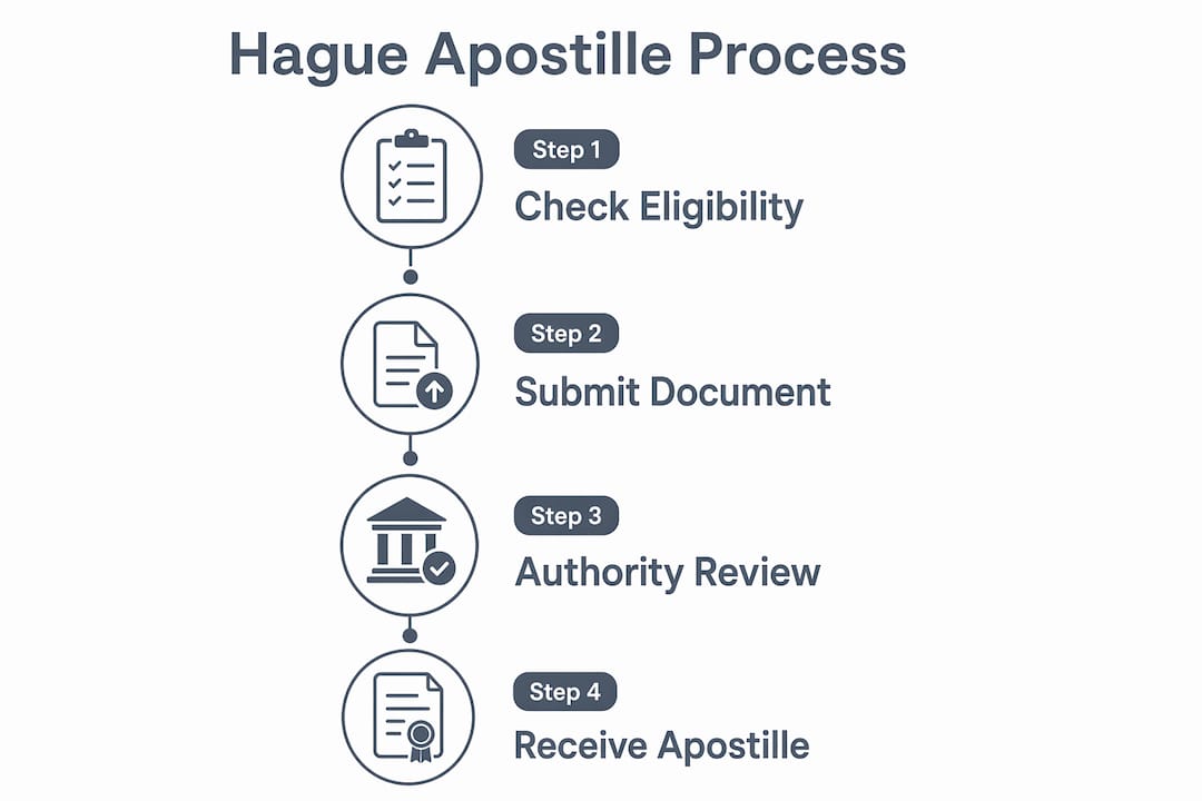 Infographic showing Hague Apostille process steps
