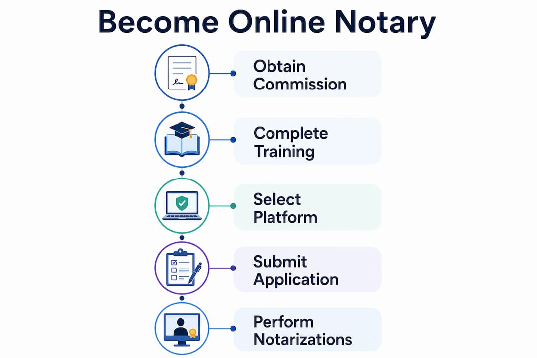 Infographic outlining online notary steps