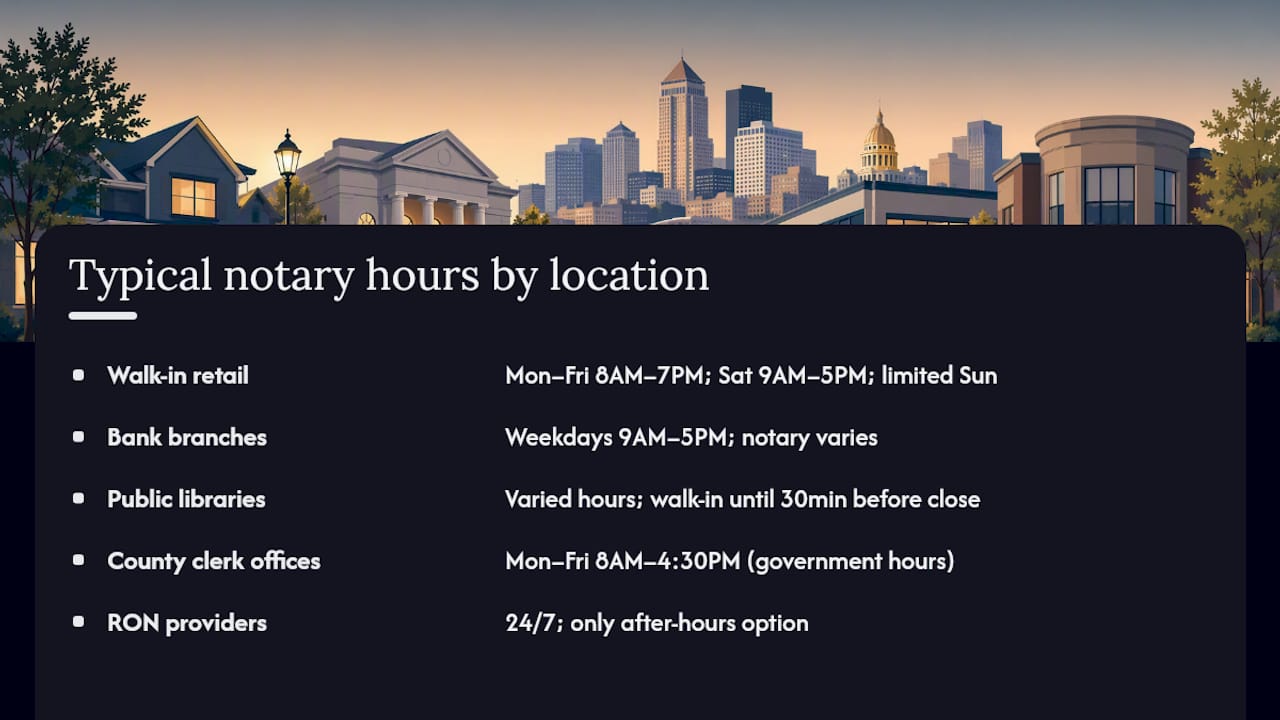 Comparison of notary service hours by location type