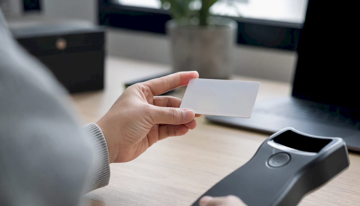Hand holding government ID for verification