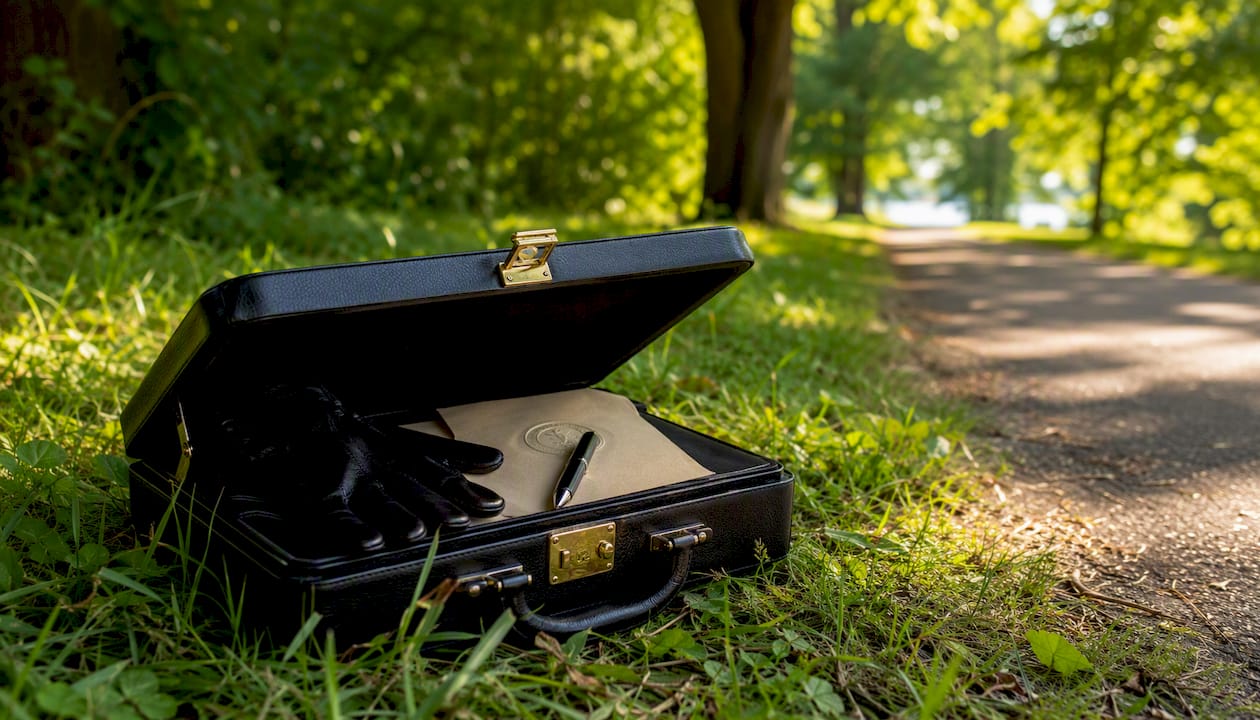 Mobile notary briefcase in car