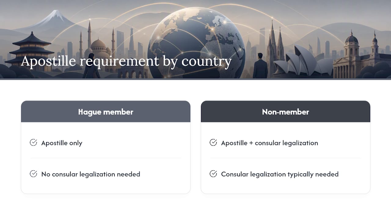 Authentication requirements by country membership