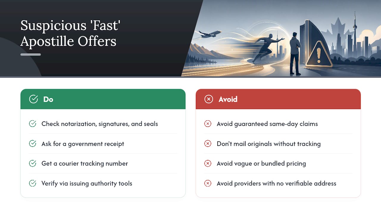What Should Make You Suspicious of a "Fast" Apostille Offer? — overview diagram