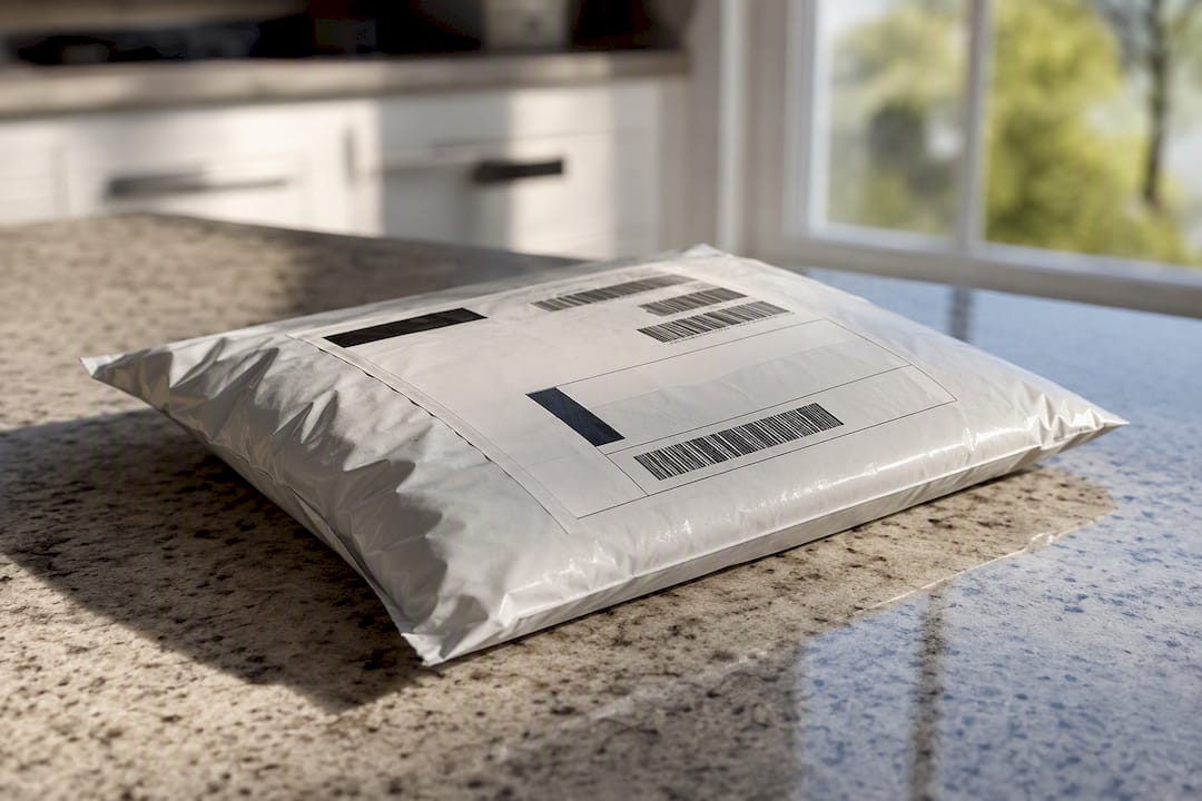 Prepaid tracked envelope ready to mail