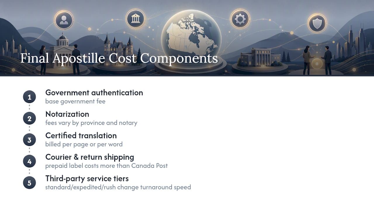 Components that add to apostille costs