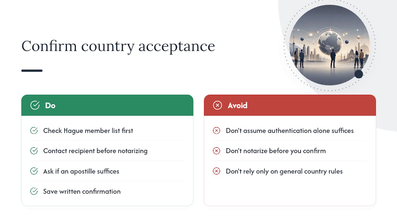 Confirming the Destination Country Accepts Canadian Authentication — overview diagram