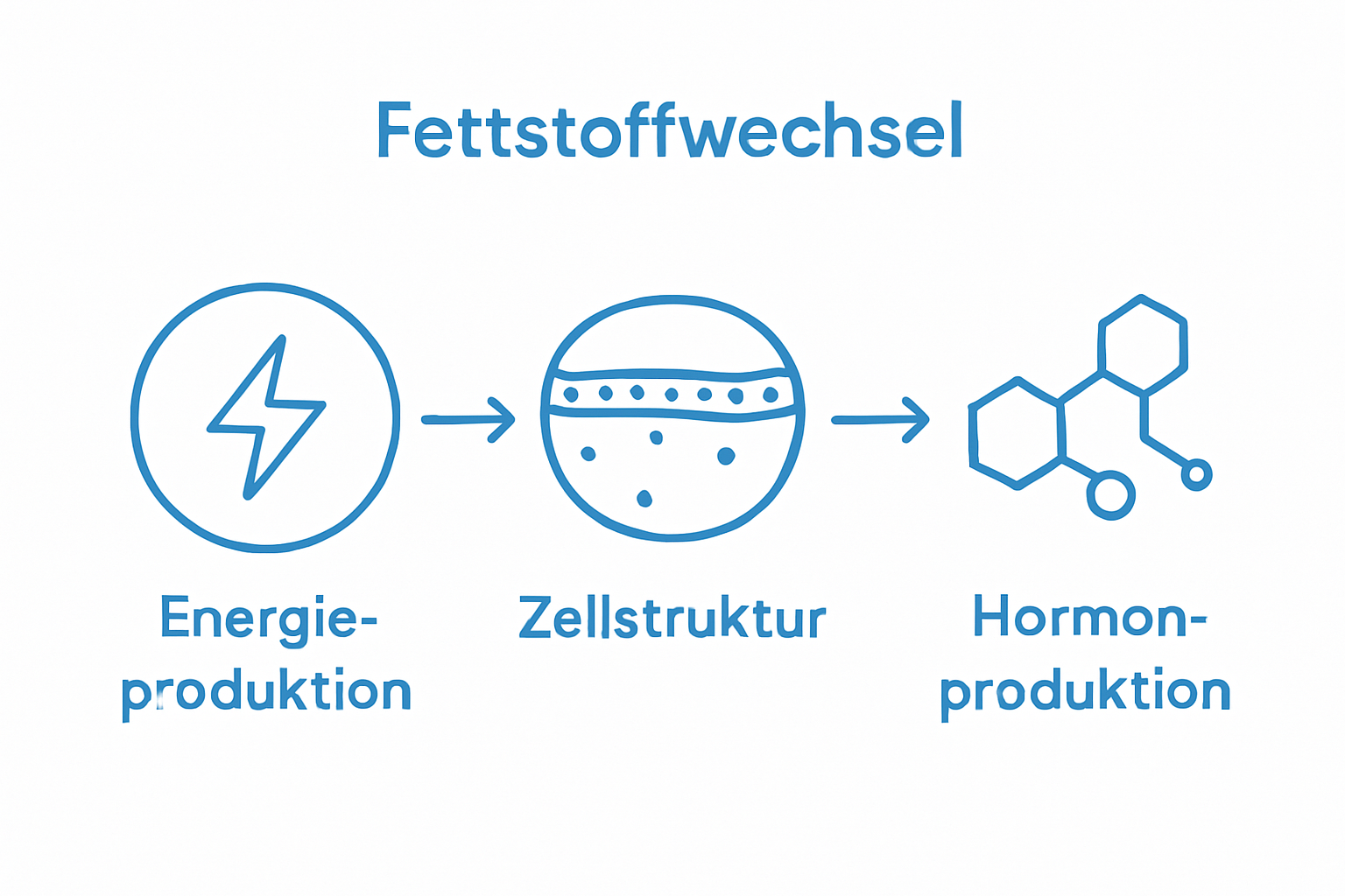 Infographic with icons for energy, cells, hormones