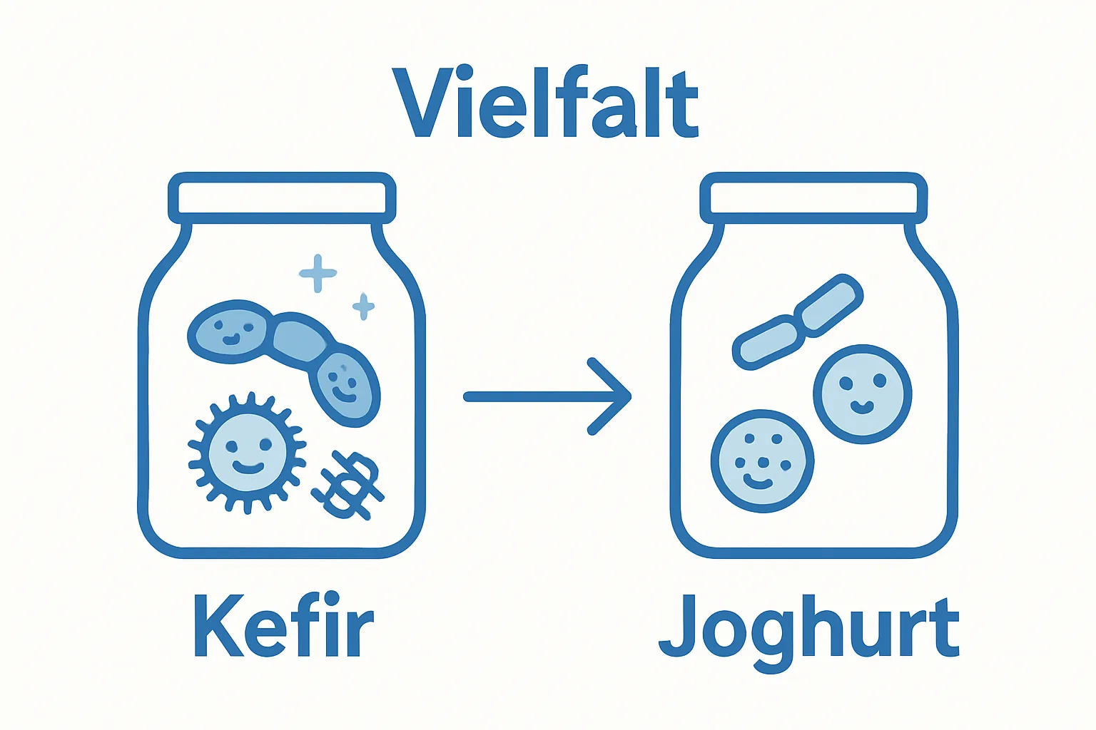 Infographic showing kefir vs. yogurt: microbiome diversity comparison