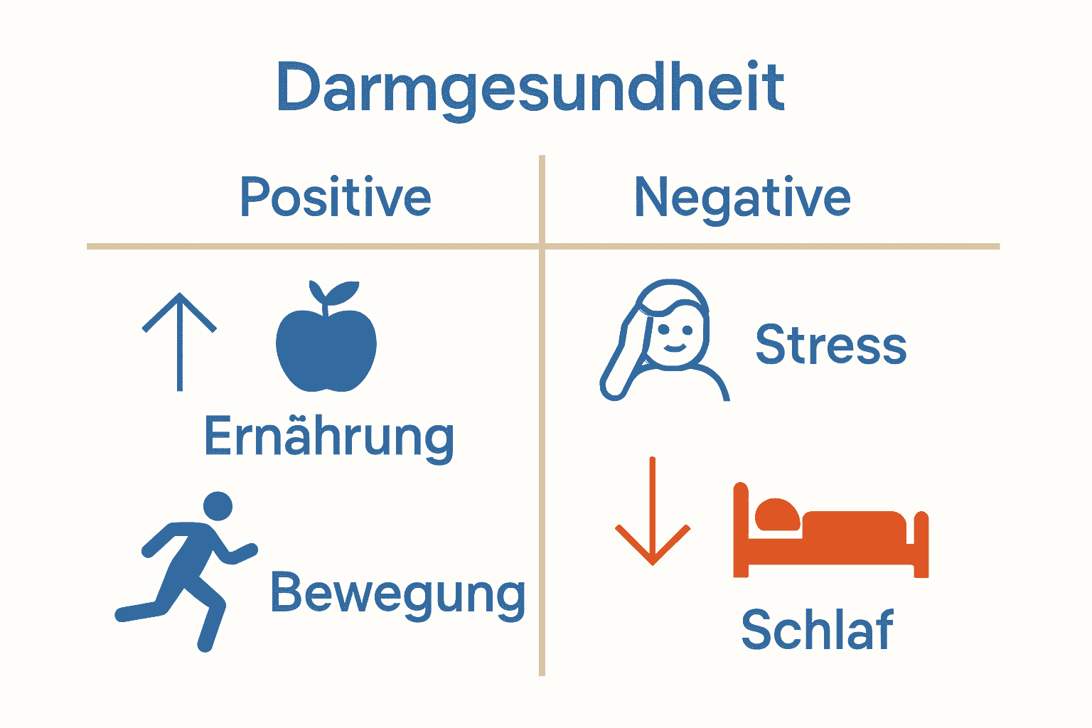 Infografik positive und negative Faktoren Darmgesundheit
